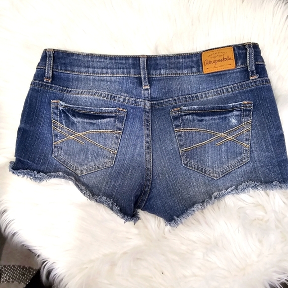 Distressed Patchwork Jean Shorts – by Aeropostale Medium Wash Denim Sz 0 - Picture 11 of 16